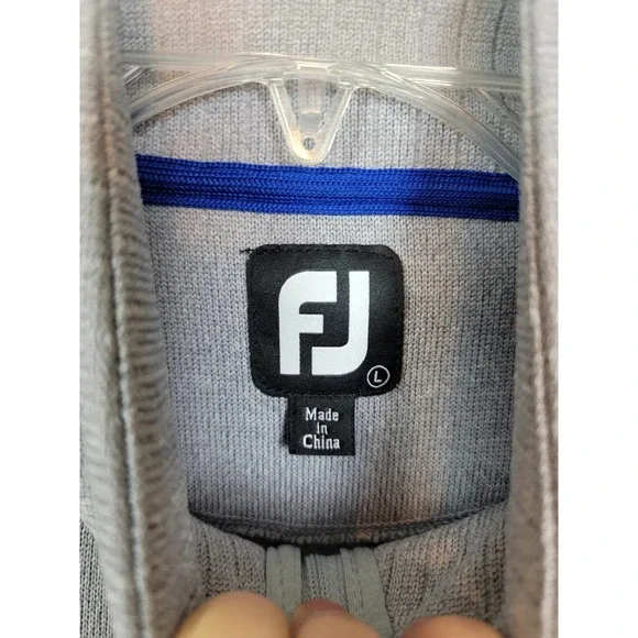 FootJoy Full Zip Gray Golf Jacket Men's Size Large Mock Neck Logo
